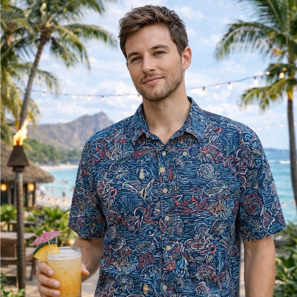 Other - Hawaiian Islands Men's Blue Shirt large cookie street